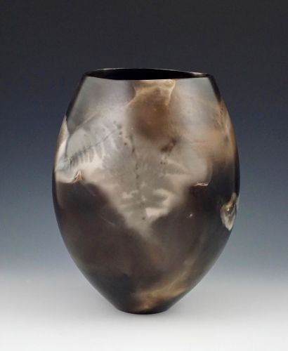 1. Sawdust fired Vessel with  Fern Shadow 