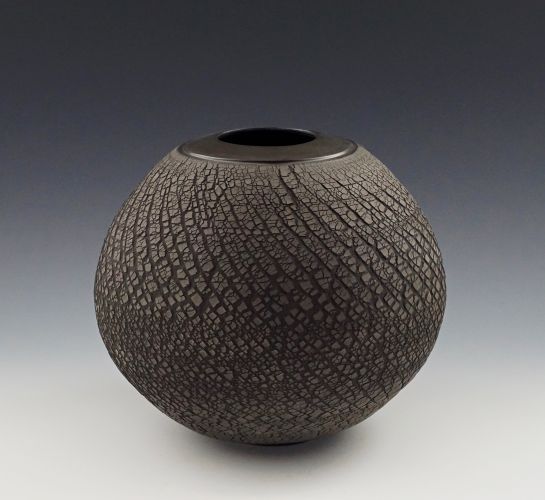 Textured Smoke fired Vessel